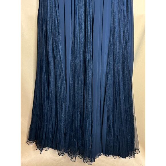 Badgley Mischka Black Pleated Embellished Waist Gown 4 - Picture 6 of 15